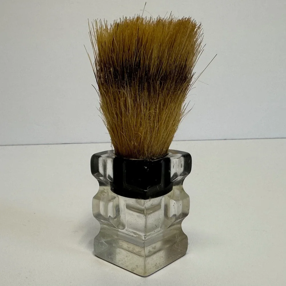Stag Shaving Brush Mens Clear Vintage Badger Cased B1190 Lucite Handle